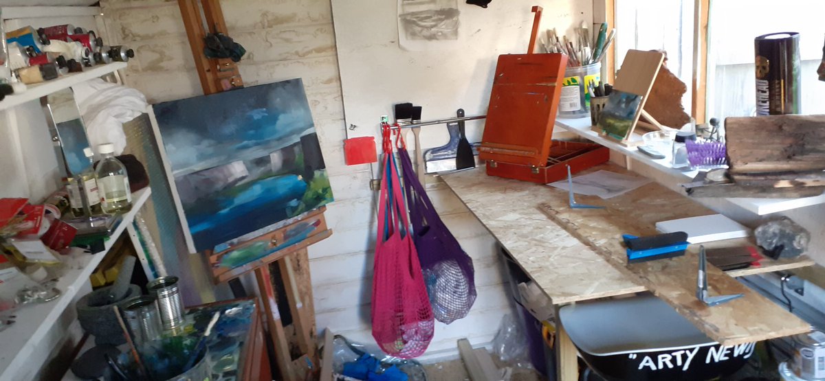 ArtyNewts's tweet photo. Gradually getting the outside space ready for some messy painting time. #creativeprocess #devonartistnetwork #Dartmoor #devon #ivybridge #devonlandscapes #painting #contemporarypainting #art https://t.co/cKNIOLRcB7