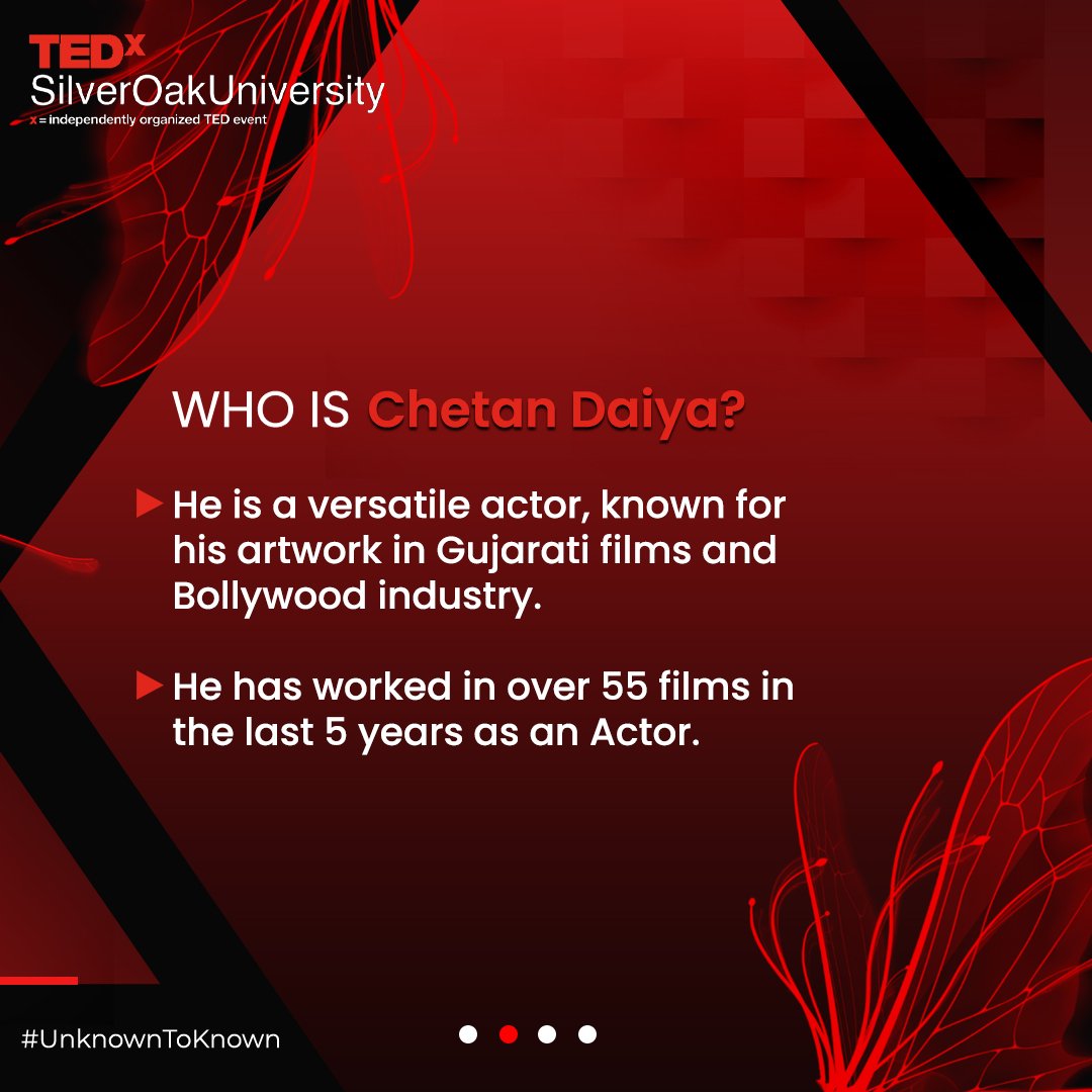 TEDxSOU's tweet photo. Witness Chetan Daiya at #TEDxSilverOakUniversity on 04 June 2022 💯 https://t.co/44fCi06eHy
