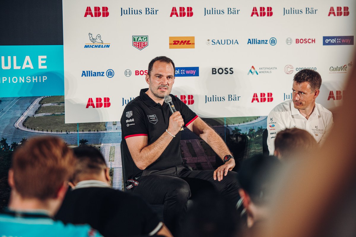 PorscheFormulaE's tweet photo. Our Director Factory Motorsport Formula E #FlorianModlinger was on stage for the team principals’ press conference today. 

#TAGHeuerPorsche #PorscheFormulaE @FIAFormulaE https://t.co/V2GjMMzvOu