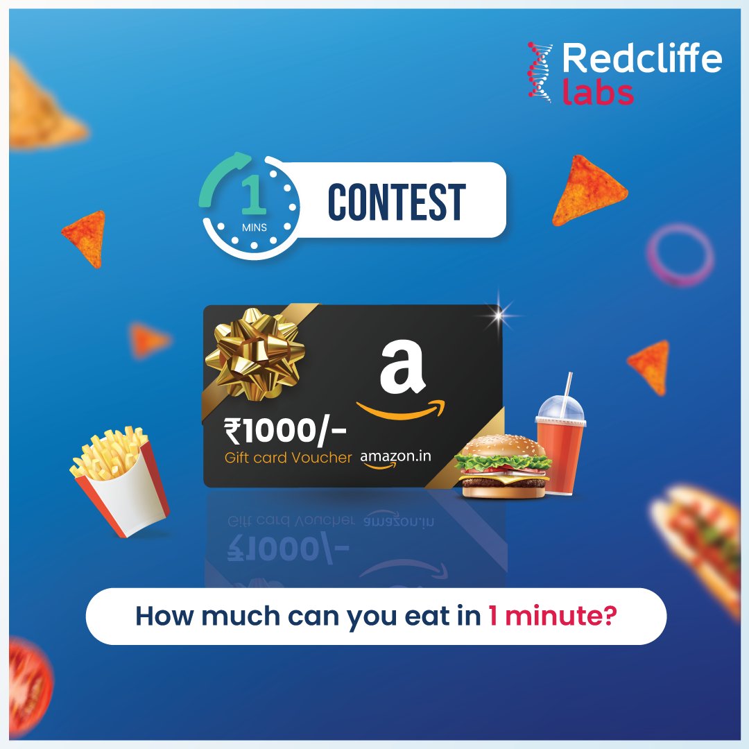 redcliffelab's tweet photo. #ContestAlert
Are you a foodie? We have a contest for you! Eat! Record! Send!
Step to follow:
1. Like & share this post
2. Upload your video
3. Follow us on Insta, FB, and Twitter.
4. Subscribe us on YT
5. Tag 5 people
6. Use hashtag #BookTestIn1Min
#redcliffelabs #bloodtest https://t.co/I3NCCbgYf9