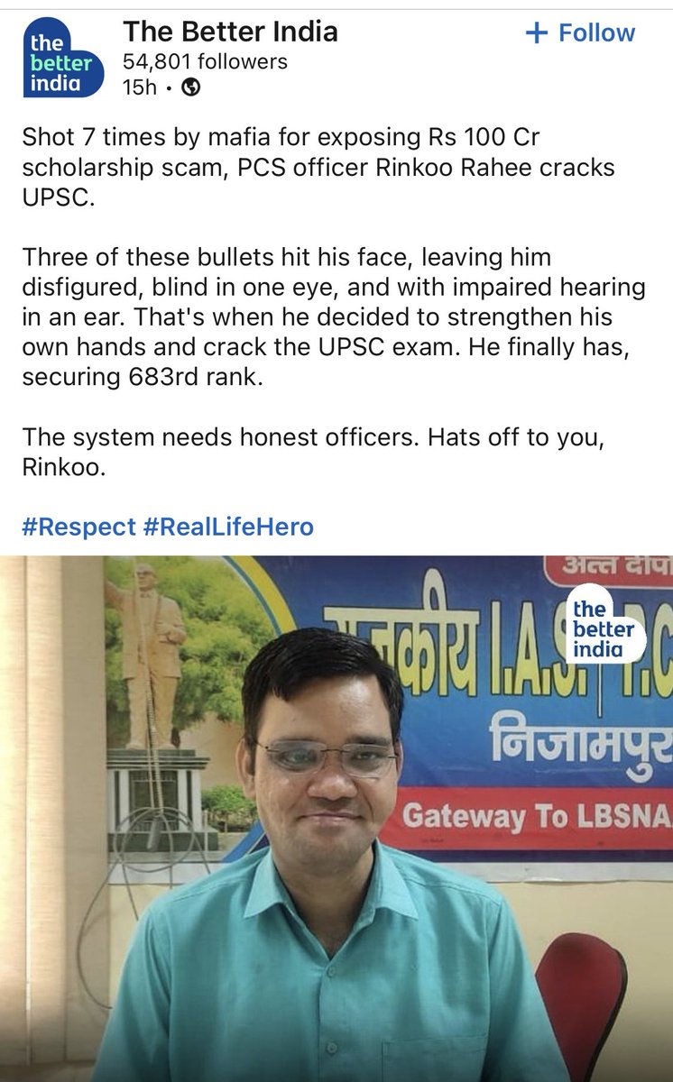 DrGauravGarg4's tweet photo. What an inspiring person. 
Reading his story gave me goosebumps. @thebetterindia https://t.co/pwPA4DALjP