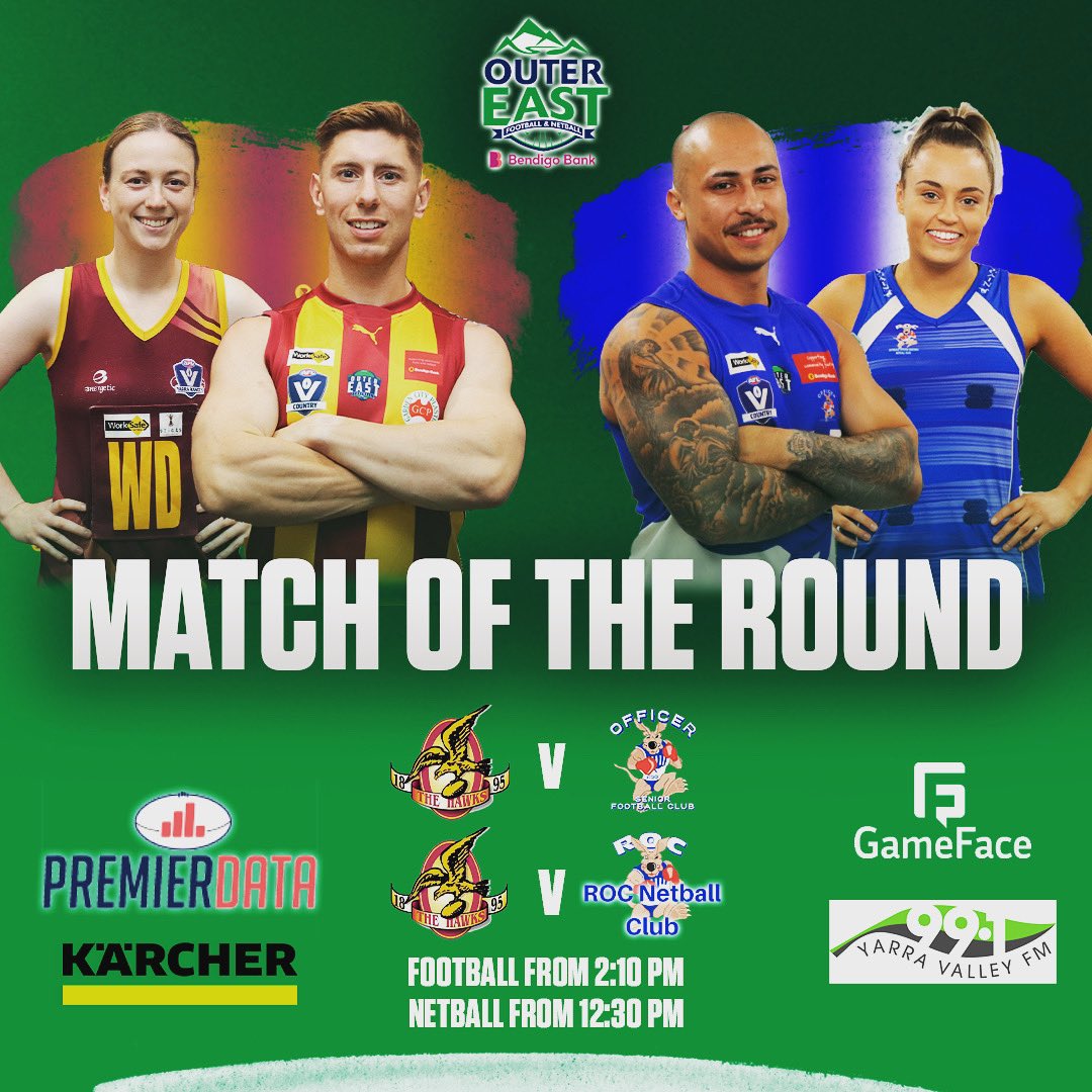This weekends 'Match of the Round' will be between <a href="/MFNC3793/">Monbulk Hawks</a> and <a href="/OfficerSFC/">Officer Senior Football Club</a> /ROC Netball Club 🏉🏐

Tune into <a href="/YarraValleyFM/">Yarra Valley FM</a> from 1:30pm tomorrow for the senior footy action and our Facebook page will livestream netball at 12:30, footy to follow.

📰 bit.ly/3xbbzeG
