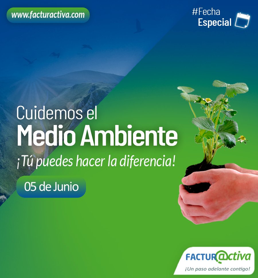 facturactiva's tweet photo. Hoy es un buen día, hoy es el día de recordar que tenemos un compromiso de cuidar nuestro medio ambiente.

¡Juntos lo podremos lograr!🙂

#CuidemosElMedioAmbiente #Facturactiva #Mypes #EmpresariosResponsbles #05deJunio @facturactiva https://t.co/w0IZdZl7yI