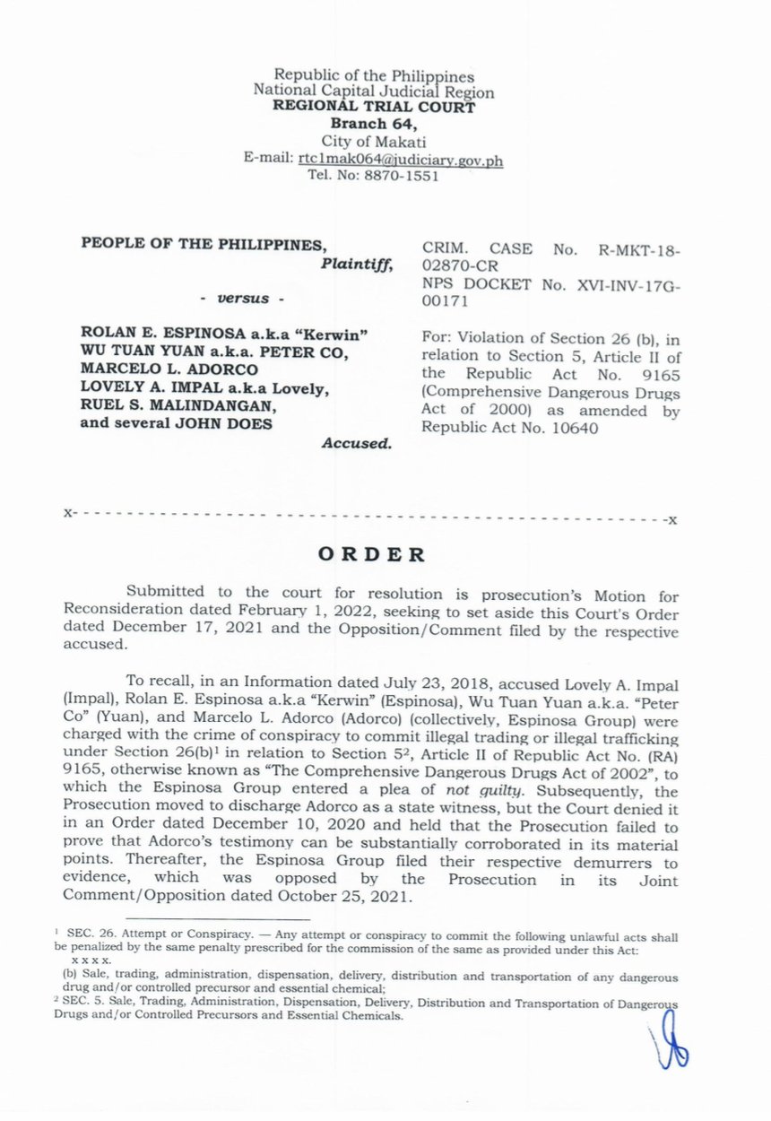 Mike Navallo on Twitter "A Makati court affirms its dismissal of the