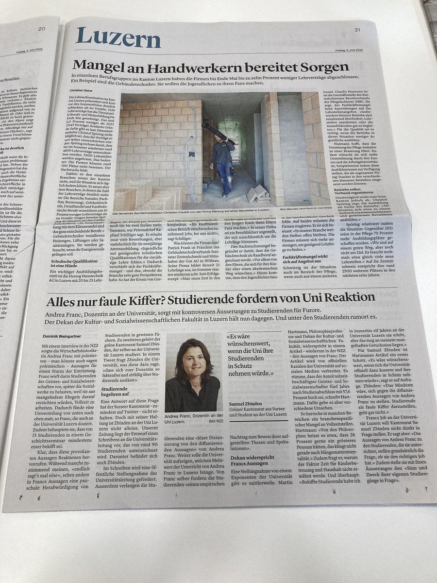 Mangel an Handwerkern vs. faule und kiffende Studierende. Was soll ich dazu sagen…