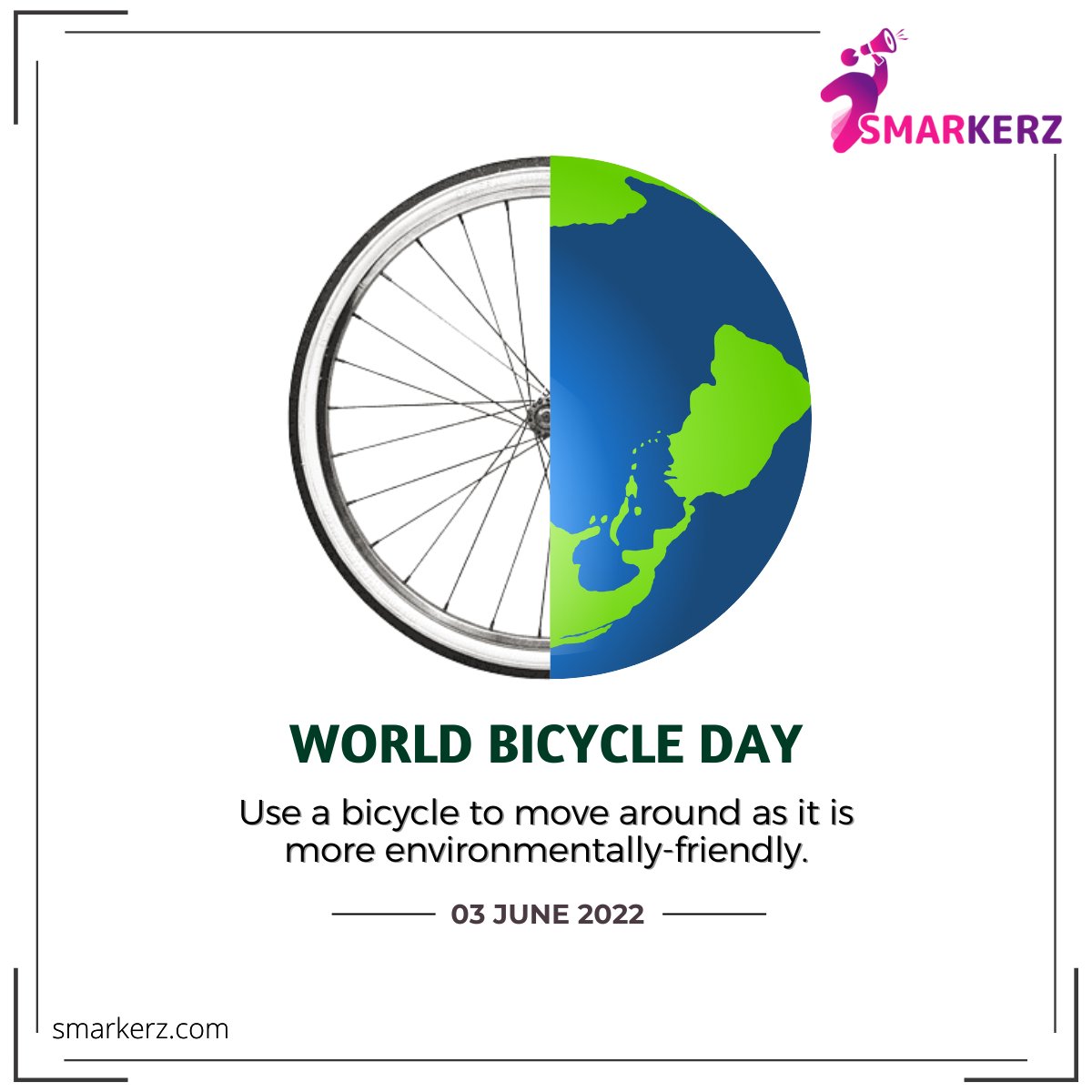 Smarkerz1's tweet photo. On this #WorldBicycleDay let us all embrace cycling in our daily routine and move towards a healthy, sustainable, and eco-friendly lifestyle.

World Bicycle Day!

#worldbicycleday #bicycleday #worldbicycleday2022 #cycling #healthylifestyle #stayfit #3june #smarkerz https://t.co/AQ9T67hw0r