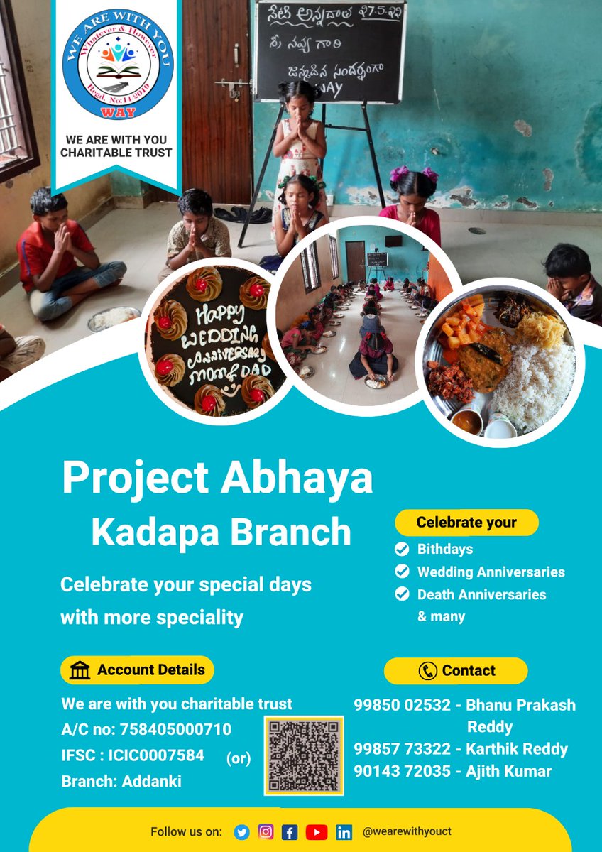 wearewithyouct's tweet photo. Hello all☺
Hope all are doing good
There are many special days in our life. Do you want to make these days more special?
We Are with You Charitable Trust is here to make this possible.
#Way #Wayct #Wayforneed https://t.co/K1b7RhOXD8