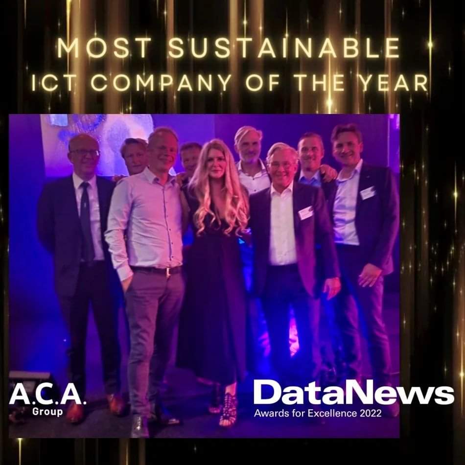 Yes, last night, the ACA Group won the very first sustainability award at the DataNews Awards! Sustainability is not a solo sport or merit, it is the merit of the entire ACA team, pur customers and partners. Let's go one step further, each and every day. #Sustainability