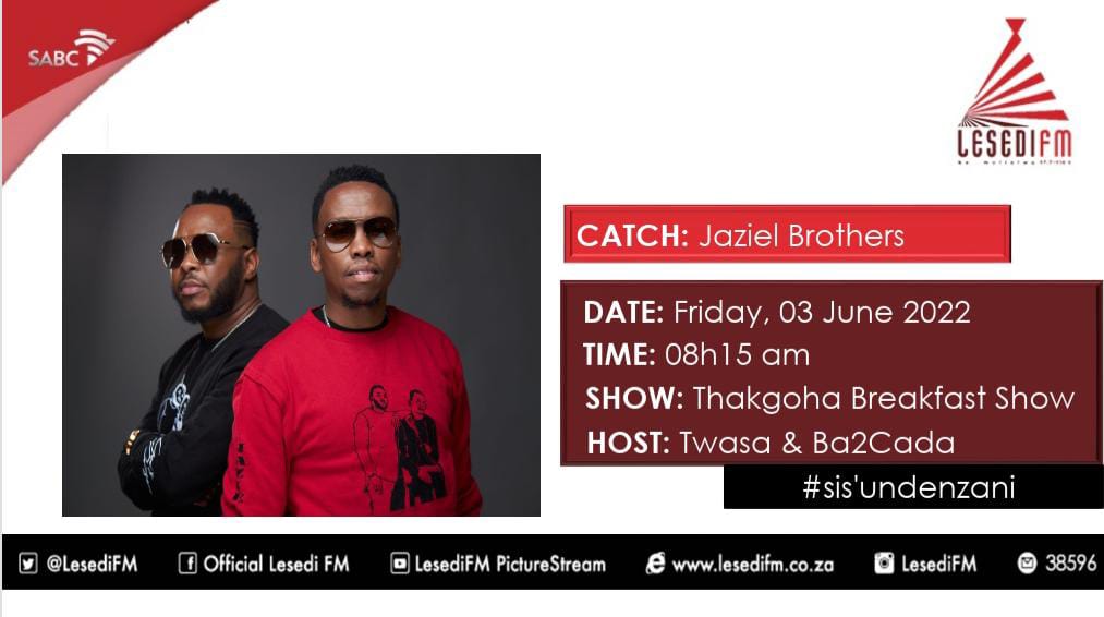 #ThakgohaBreakfastShow with Jaziel Brothers dropping their new single. <a href="/cadamgaga/">Ba2Cada</a> <a href="/Twasa6966/">Twasa</a> <a href="/DikelediDkay/">Dikeledi Mathabo Letsiri</a>