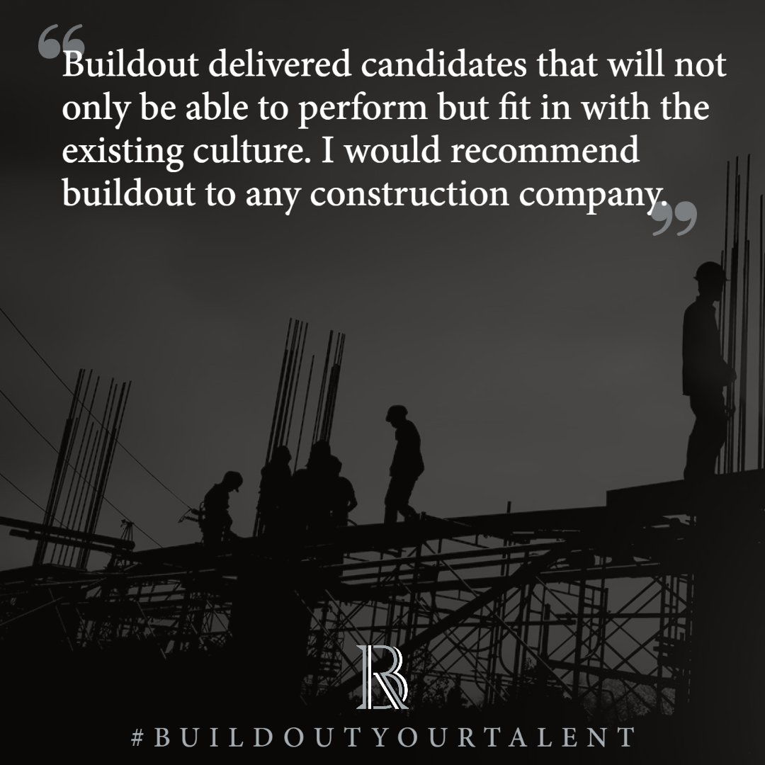💭 When it comes to hiring, professionals who feel connected to a businesses values and culture will be more likely to thrive, both in the short and long-term. 

We've got you covered there.

#construction #constructionjobs #buildout #buildoutyourcareer #feedbackfriday