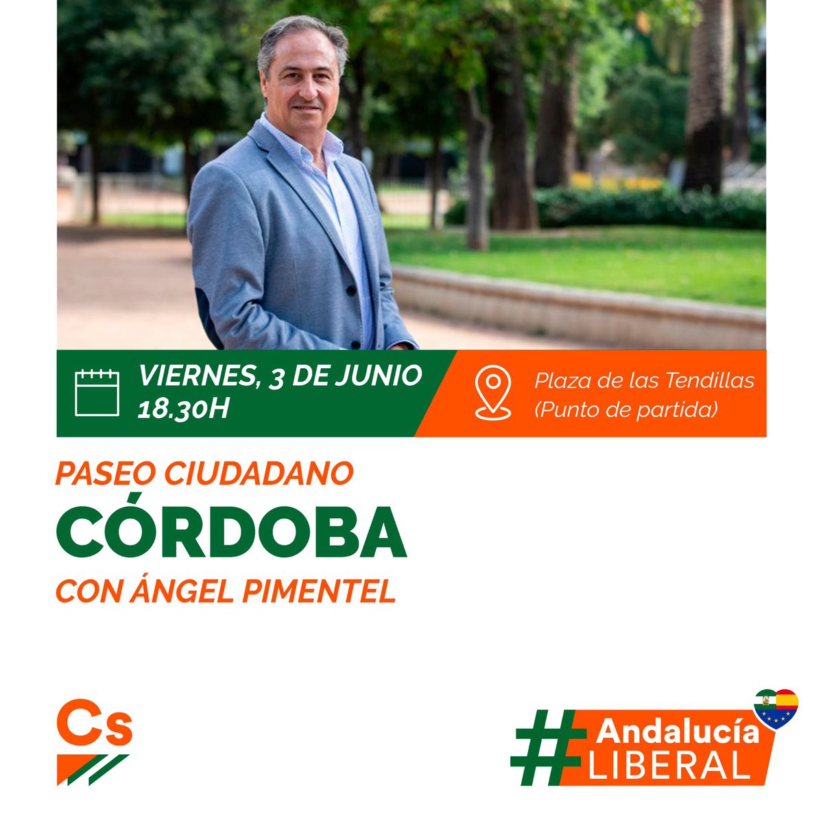CsCordoba_Prov's tweet photo. 🟠 ¡Comienza la campaña electoral del #19J!

📍Acompáñanos esta tarde en un paseo ciudadano por #Córdoba, donde explicaremos a los cordobeses cómo Cs ha liderado la transformación de #Córdoba y de #Andalucía.

¡Te esperamos! #ElCambioQueFunciona💚 https://t.co/2hez1OYl62
