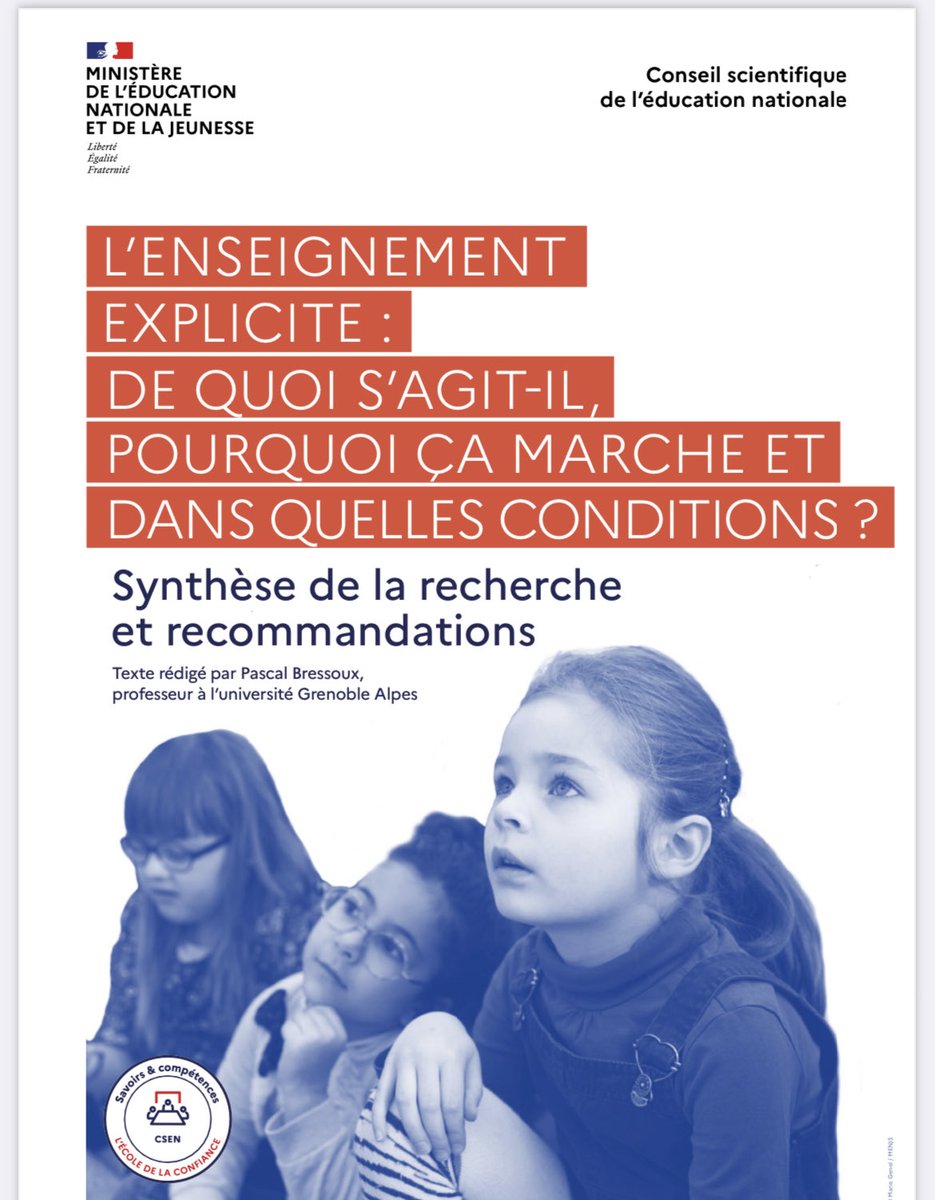 Pépite ⭐️

Plus les élèves sont éloignés des processus d’apprentissage, plus le guidage doit être serré.

L’enseignement #explicite pourrait être une réponse pédagogique à la difficulté scolaire des élèves à besoins particuliers… et des autres.  

👉 reseau-canope.fr/conseil-scient…