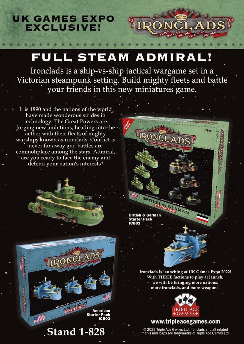 Launching at #ukgamesexpo Ironclads miniatures game!