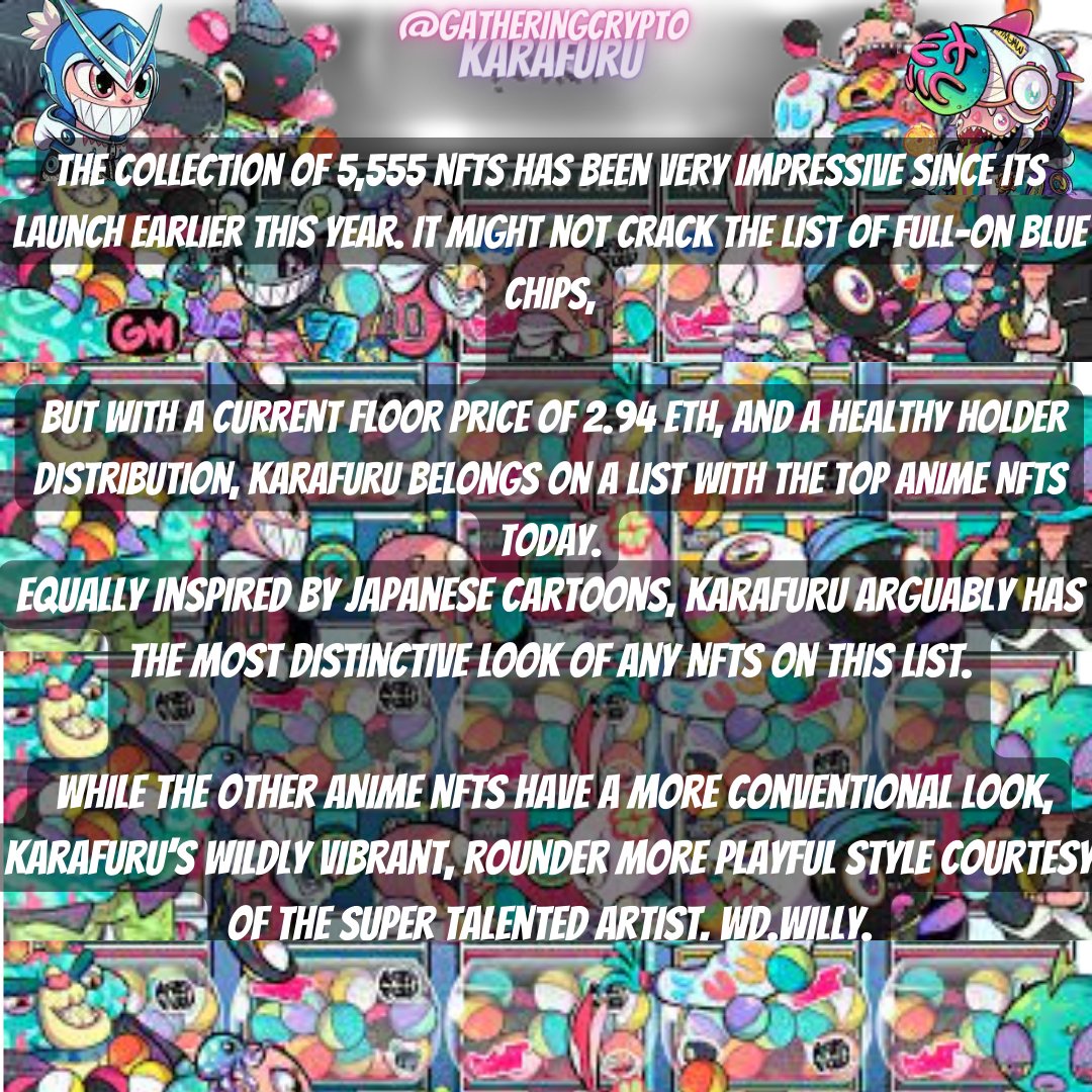 Gatheringcrypt2's tweet image. The #collection of 5,555 #NFTs has been very impressive since its launch earlier this year.  a current floor price of 2.94 #ETH. Will this be a #bluechipNFT.

#cryptocurrencies , #trending