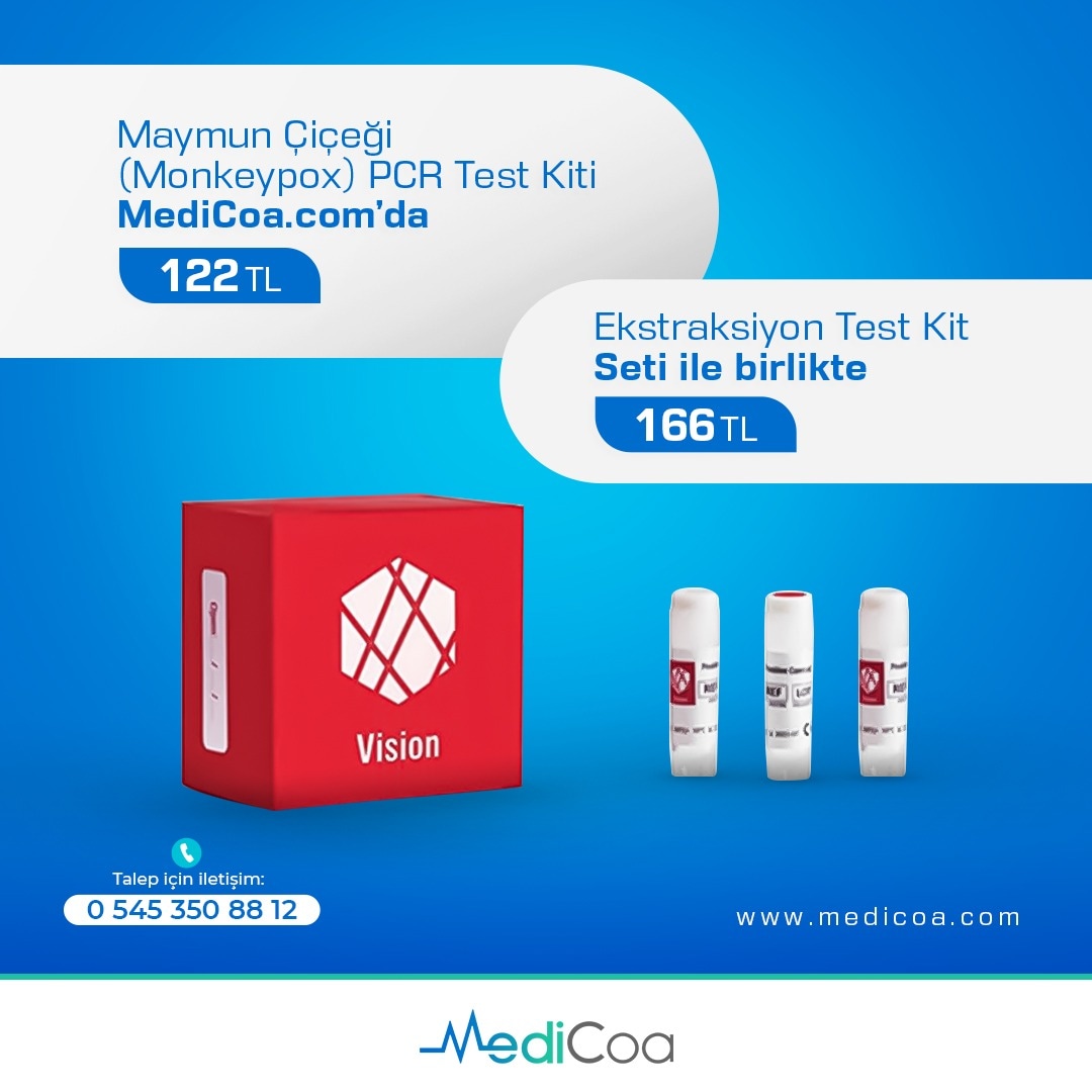 Grup şirketlerimizden Vision Biyoteknoloji, Maymun Çiçeği PCR Test Kiti'ni dünyada İLK üreten firma olmuştur.

Fiyat teklifi ve sipariş için medicoa.com'u ziyaret edebilirsiniz.