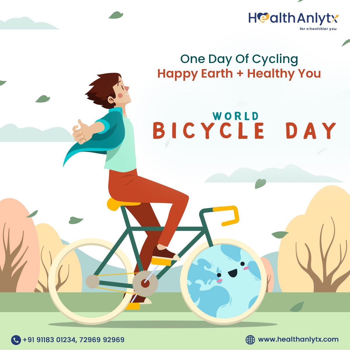 HealthAnlytx's tweet photo. Travelling by bicycle is an amazing way to keep your body happy and healthy. Your entire body moves, and what's better than the fresh gush of air playing with your body :) And you make the earth happy by choosing no carbon emission. Two in one benefit on two wheels! https://t.co/h8nkG48v8y