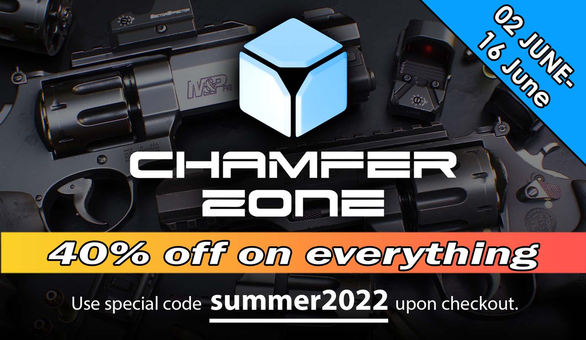 Hi everyone 🙂👋 I hope your doing good! Currently there's a summer sale for all Tutorials and 3D assets on Gumroad with 40% off. 🌞 Use discount code "summer2022" for gumroad.com/chamferzone and "SUMMER2022" for artstation.com/timbergholz/st… Cheers, Tim