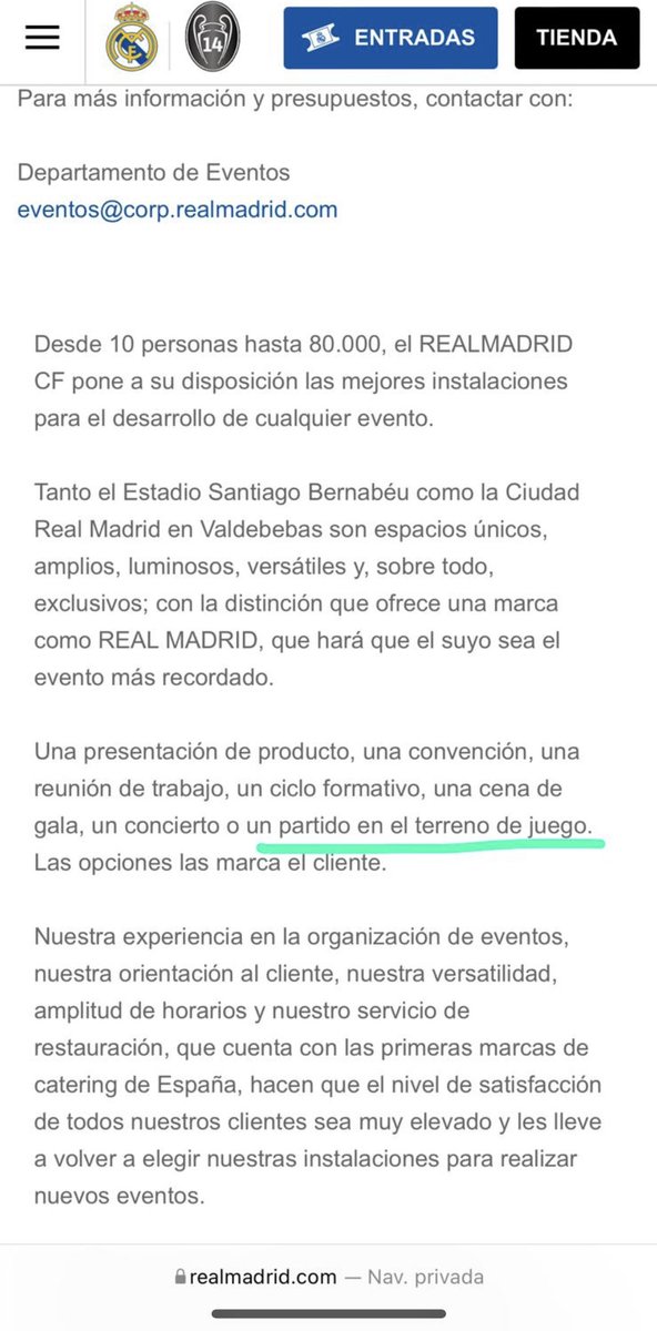 jotajordi13's tweet photo. Para los q os entra la risa en poder alquilar el Camp Nou, si os metéis en la  web oficial de https://t.co/V0yuUiA1q3 veréis q el Bernabéu tb lo puedes alquilar para jugar un partido de fútbol.
🤫🤫🤫🤫🤫🤫🤫🤫🤫🤫🤫🤫🤫 https://t.co/thXisRJG9T