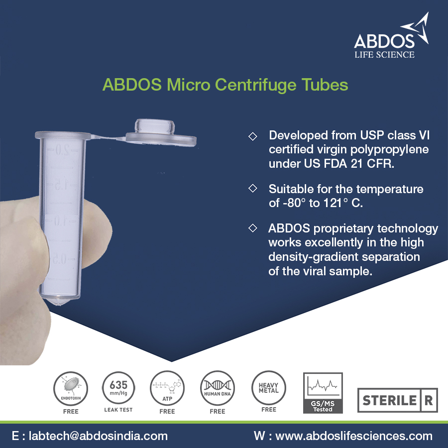 AbdosLabtech's tweet image. Micro Centrifuge Tubes by ABDOS ! #MCT #MCT2ml #MicroCentrifugeTube #LifeScience #LifeSciences