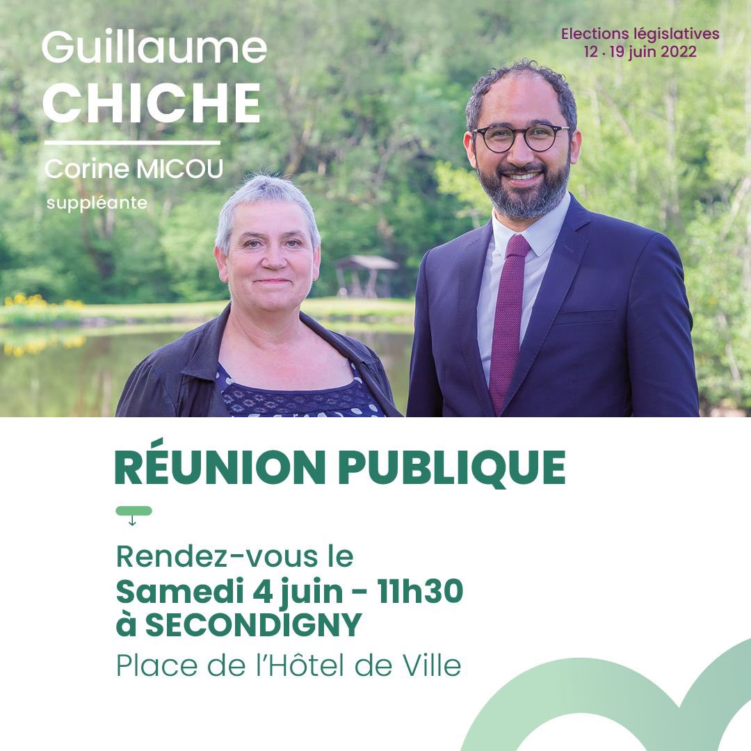 GuillaumeChiche's tweet photo. Avec Corine MICOU, maire de Faye-sur-Ardin, nous avons le plaisir de vous convier à notre réunion publique à #Secondigny demain ⤵️
🗓 Samedi 4 juin
⏰ 11h30
📍 Place de l’hôtel de ville
Venez échanger sur nos propositions et partager un moment convivial !
#chiche2022 https://t.co/H2yYCQ4Dy5