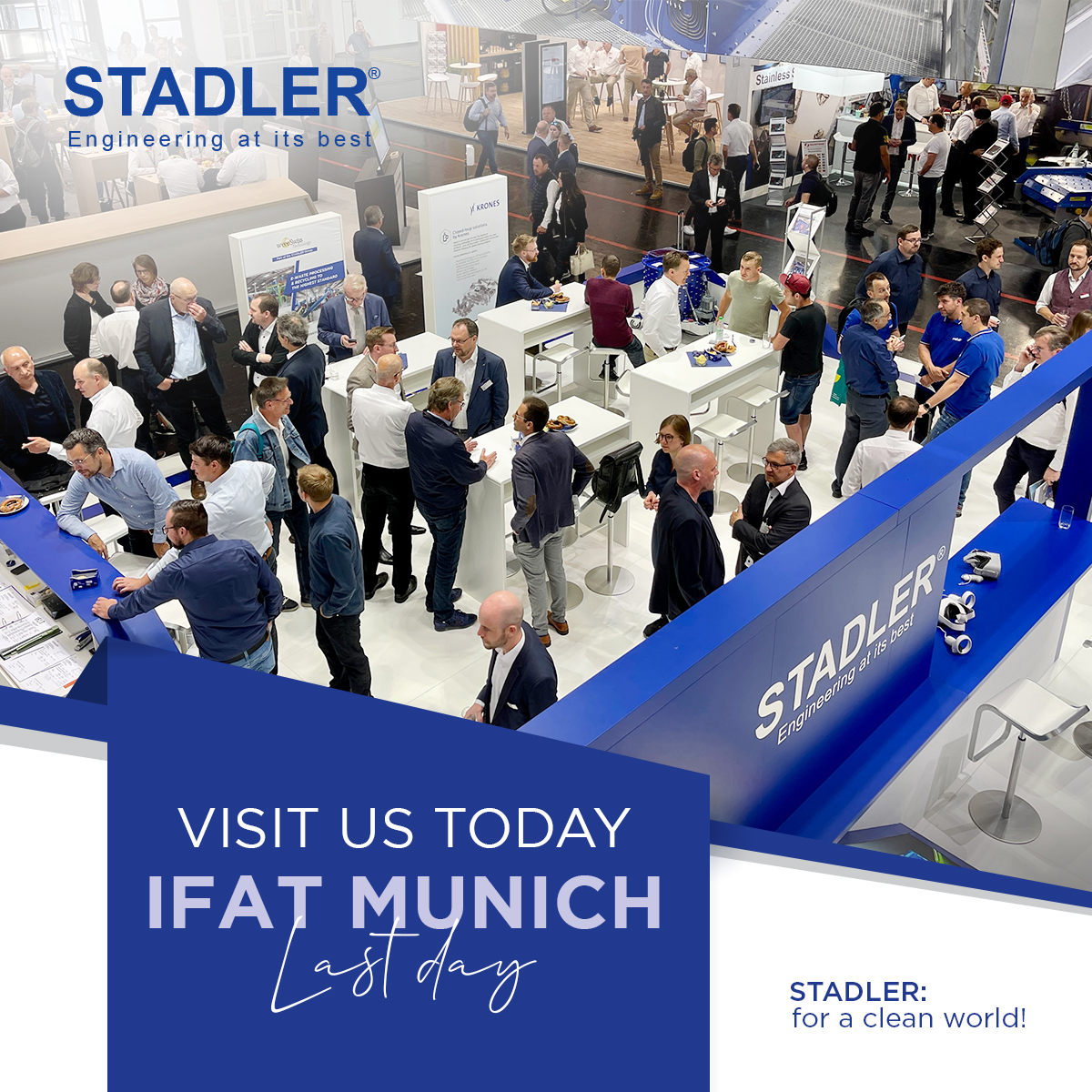 Stadler_Group's tweet photo. Today is the last day of IFAT Munich! ⏳

There's still time to meet our STADLER team at booth 351/450.

Visit us today!

#stadler #ifatmunich #visitus #recycling #wastesorting #sortingplants #waste #circleeconomy #munich #event https://t.co/wP4IbjAmwz