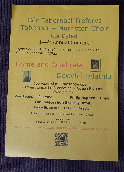 Morristontab's tweet photo. @Annual Concert 18th June a big celebration Tabernacle Chapel 7.00pm. 150years since chapel opened and Platinum Jubilee Celebration https://t.co/qM32F27Fn6
