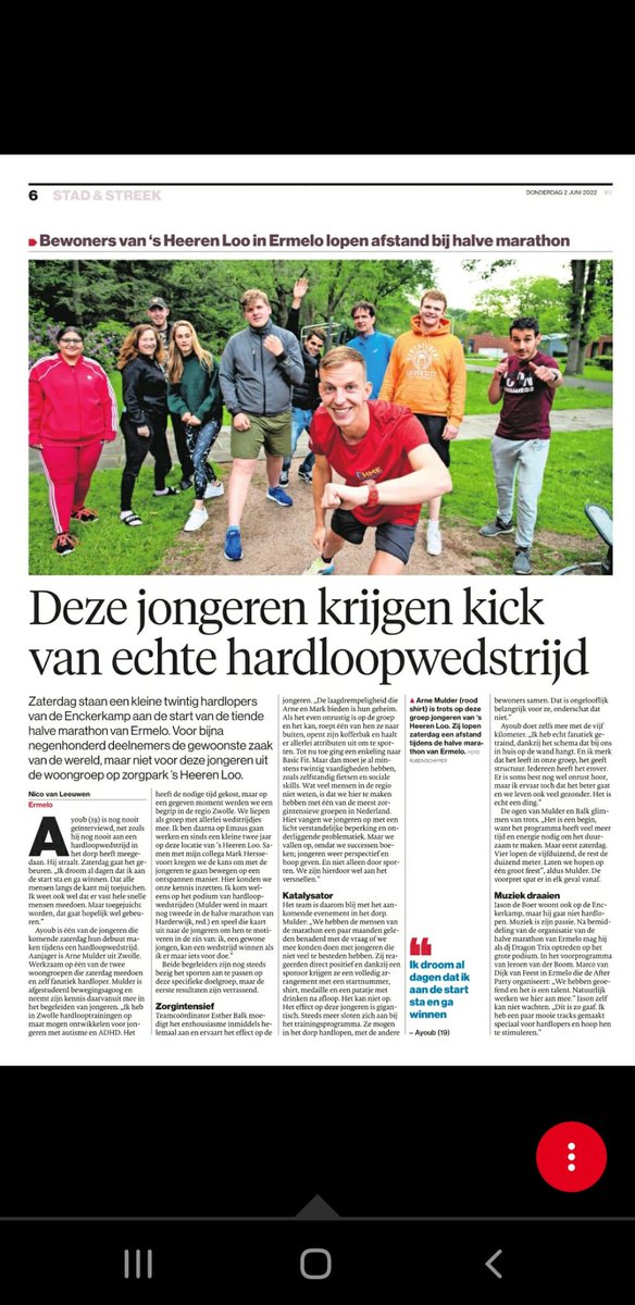 Zaterdag gaan we meedoen tijdens het evenement: <a href="/HalvevanErmelo/">#Halvemarathonermelo</a> . Prachtig wat er allemaal in beweging komt. Met dank aan <a href="/polskamp/">Steven Van De Craats</a> die voor al onze jongeren VIP(!) startbewijzen hebben mogelijk gemaakt! Gratis startnummer, pet, T-shirt, eten en drinken na afloop!