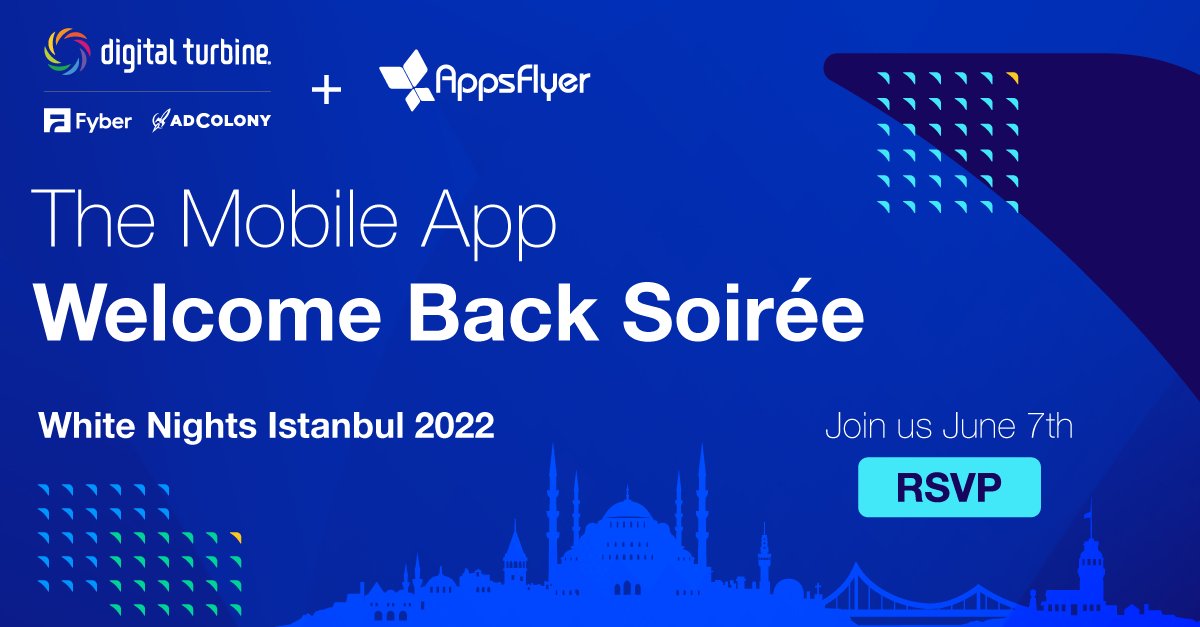 Heading to White Nights Istanbul? Join us for The Mobile App Welcome Back Soirée! Find all the details and RSVP ➡️ digitalturbine.com/wnistanbul22/ 
<a href="/wnconf/">WN Events</a> <a href="/DigitalTurbine/">Digital Turbine</a>