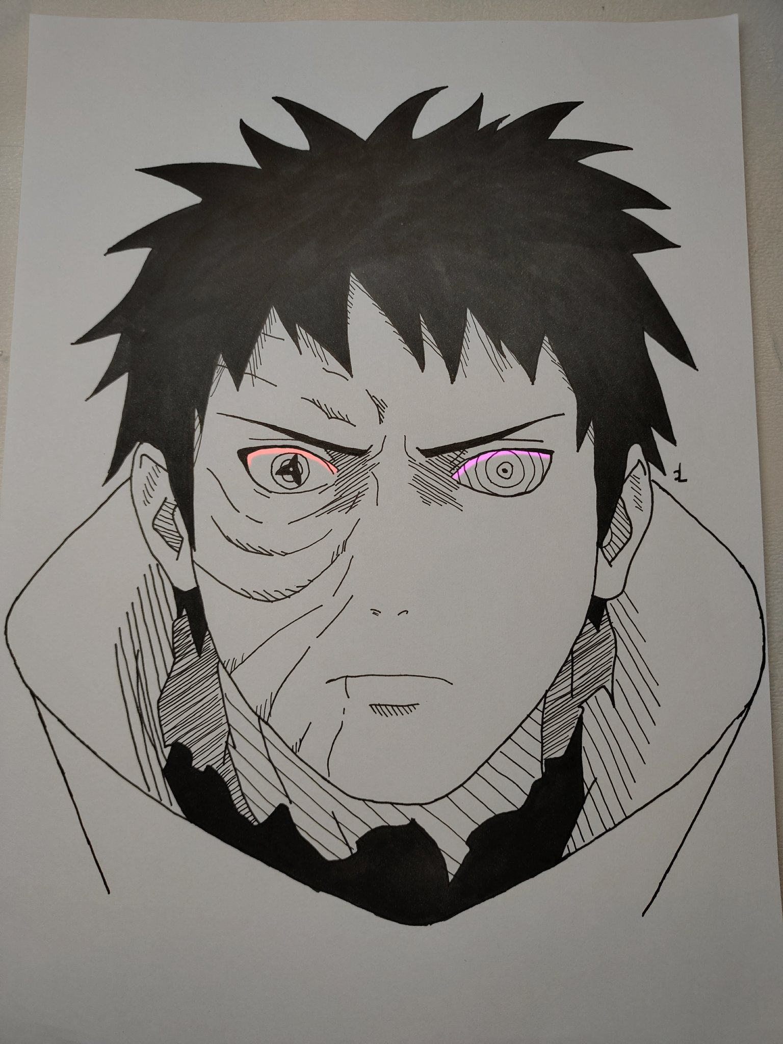 Drawing Anime - Obito Uchiha With Black Dye (@muhaidin)