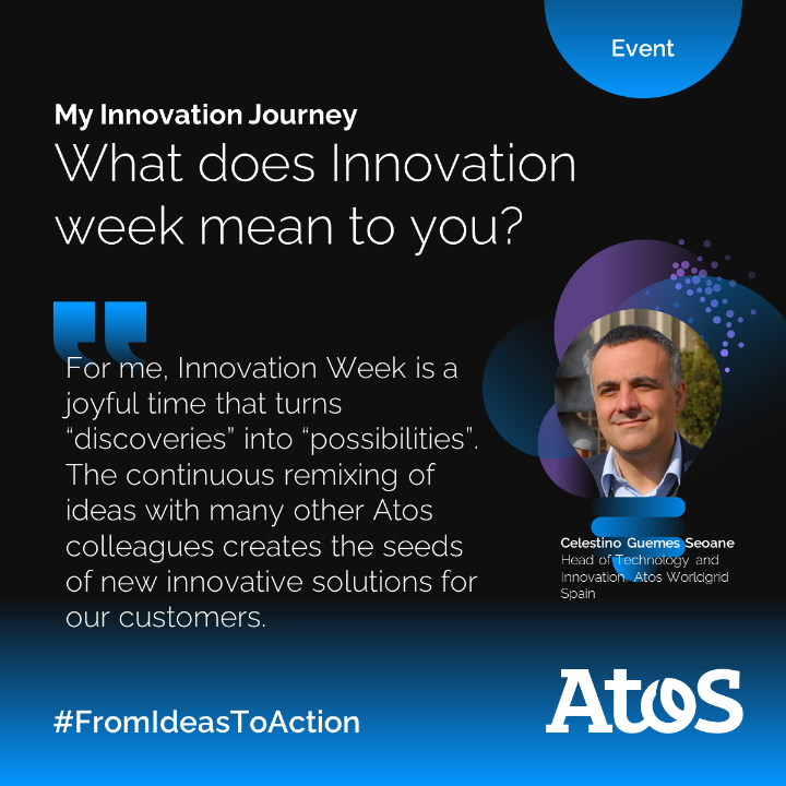 #InnovationWeek is coming! 

From ‘Experiences to inspire’ to ‘ideas to discuss’, all of Atos comes together next week to spark change. ​
​
Our speakers share why Innovation week is a special moment within Atos – time to get excited!​
​
#FromIdeasToAction #Innovation