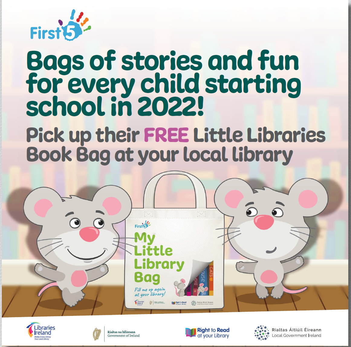First5_Ireland's tweet image. Is someone in your family starting school this September? They can pick up their free My Little Library book bag 📚 in any library.

#First5 #MyLittleLibrary