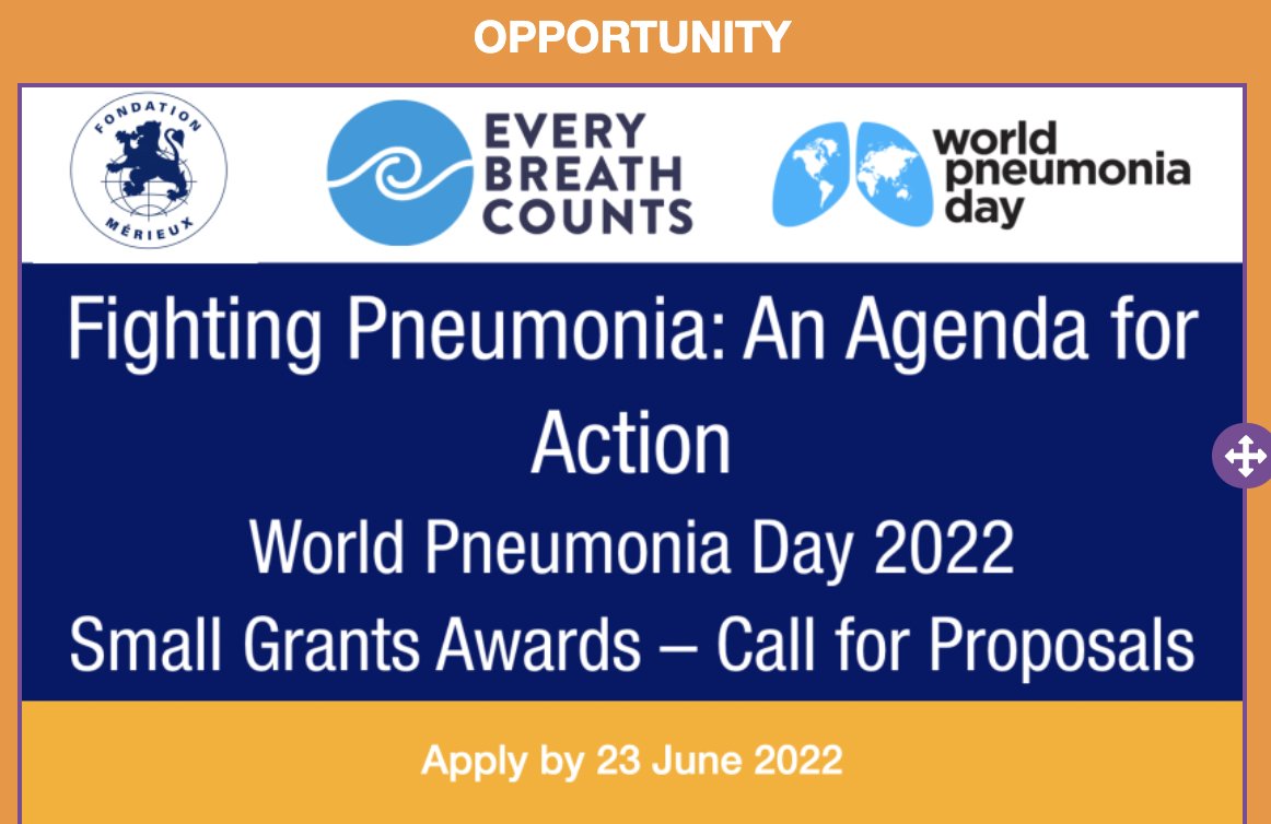 JustACTIONS's tweet photo. Attention @icddr_b @chrfbd @M4Dev @UmangBal @CDDEP @stc_india @aiims_newdelhi @ChildFundIndia @RailwayChildInd @MCHItweets @Fiona_M_Russell @MCRI_for_kids! Apply for a World Pneumonia Day grant here 👉https://t.co/PARWxdDP2Y Deadline 23 June. #EveryBreathCounts 
@MerieuxFdn https://t.co/w4Z3aLx1e9