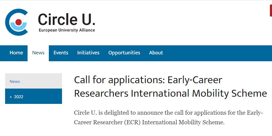 Opportunity for Early Career Researchers in #GlobalHealth #Climate #Democracy #PublicGovernance

🌍Build a network with #researchers @ #CircleU #universities
🧳Receive up to 4000 eur mobility grant
🧠Share new #research ideas

⌛️Apply by 7⃣ June bit.ly/3wbW2tb