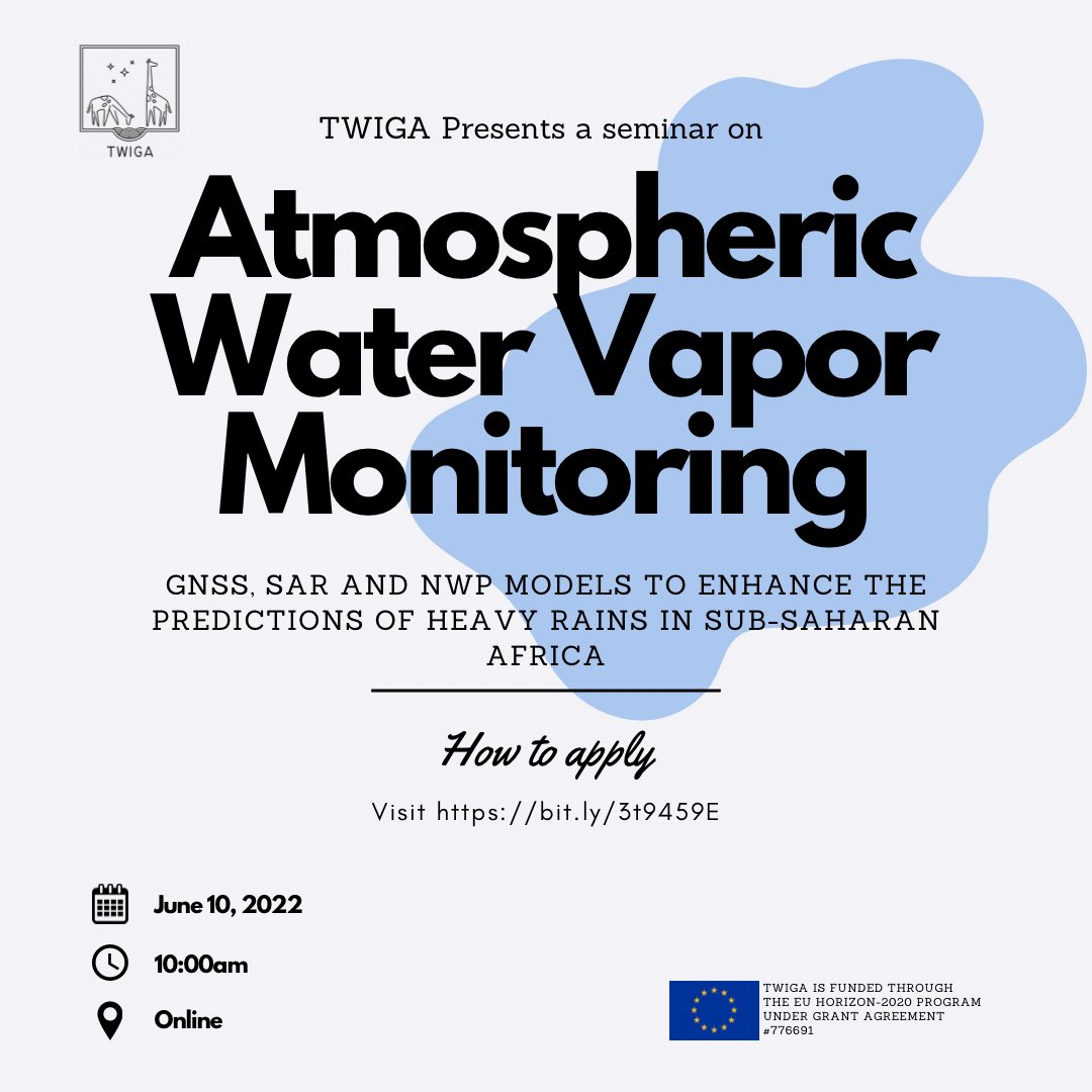 You’re invited to the upcoming webinar ATMOSPHERIC WATER VAPOR MONITORING : GNSS, SAR and NWP models to enhance the predictions of heavy rains in sub-Saharan AFRICA Register here : bit.ly/3t9459E