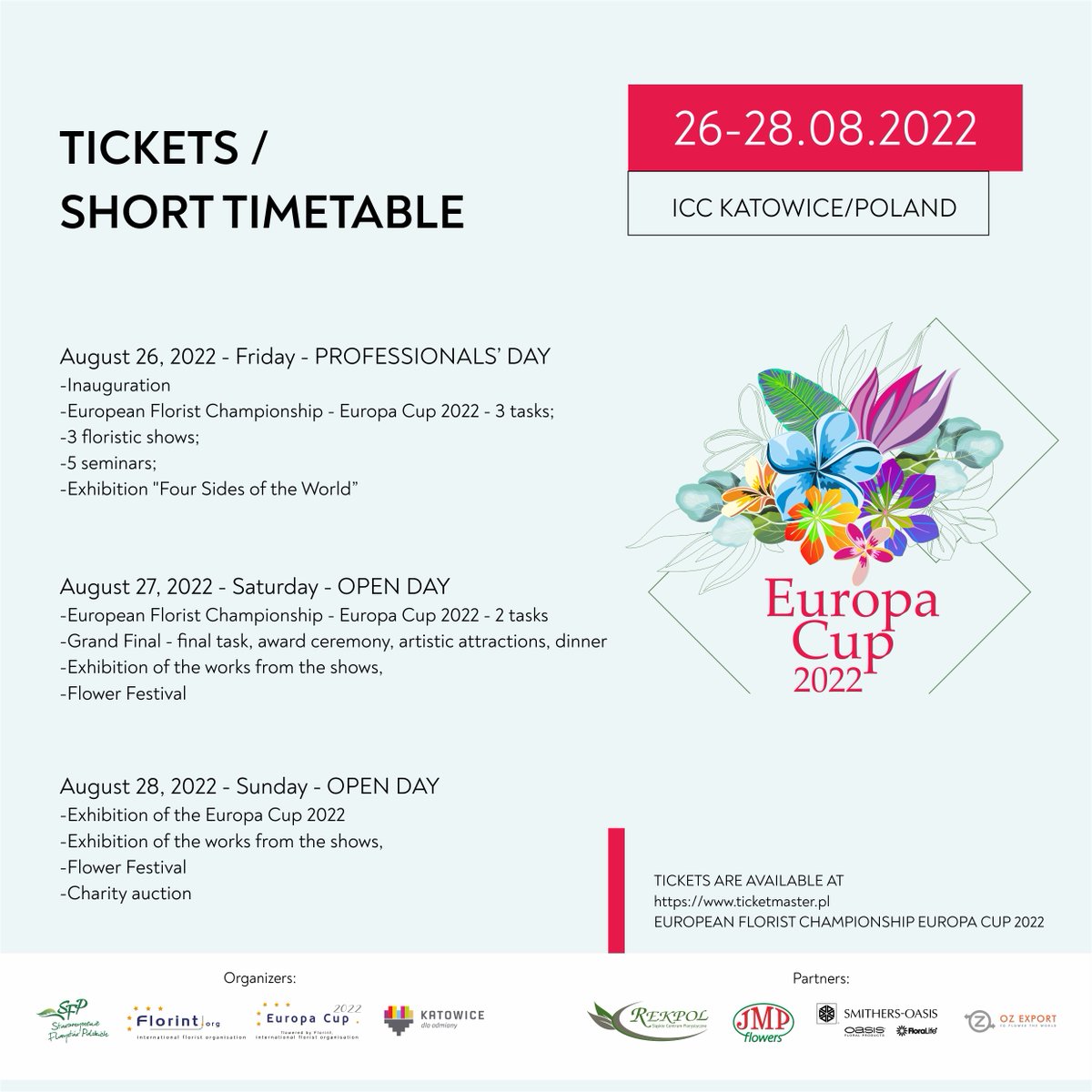 🔸EUROPA CUP 2022 tickets are now on sale!🔸 

Learn all about our famous European Floristry Championship, the event program, and the details of the various ticket packages here: mailchi.mp/florint/workin…