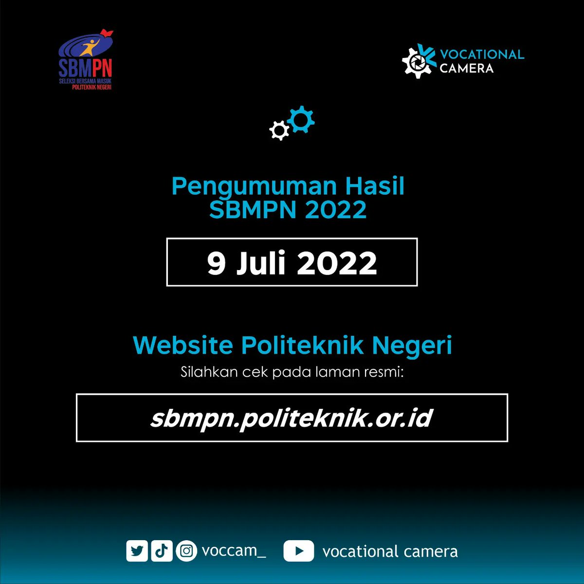 voccam_'s tweet photo. Daftar Politeknik.... (Lanjutan)

Pengumuman Hasil SBMPN 2022:
9 Juli 2022

#PoliteknikAhlinya #KamiVokasiKamiAhlinya #Politeknik
#VokasiKuatMenguatkanIndonesia https://t.co/vuxXZ7zYFl