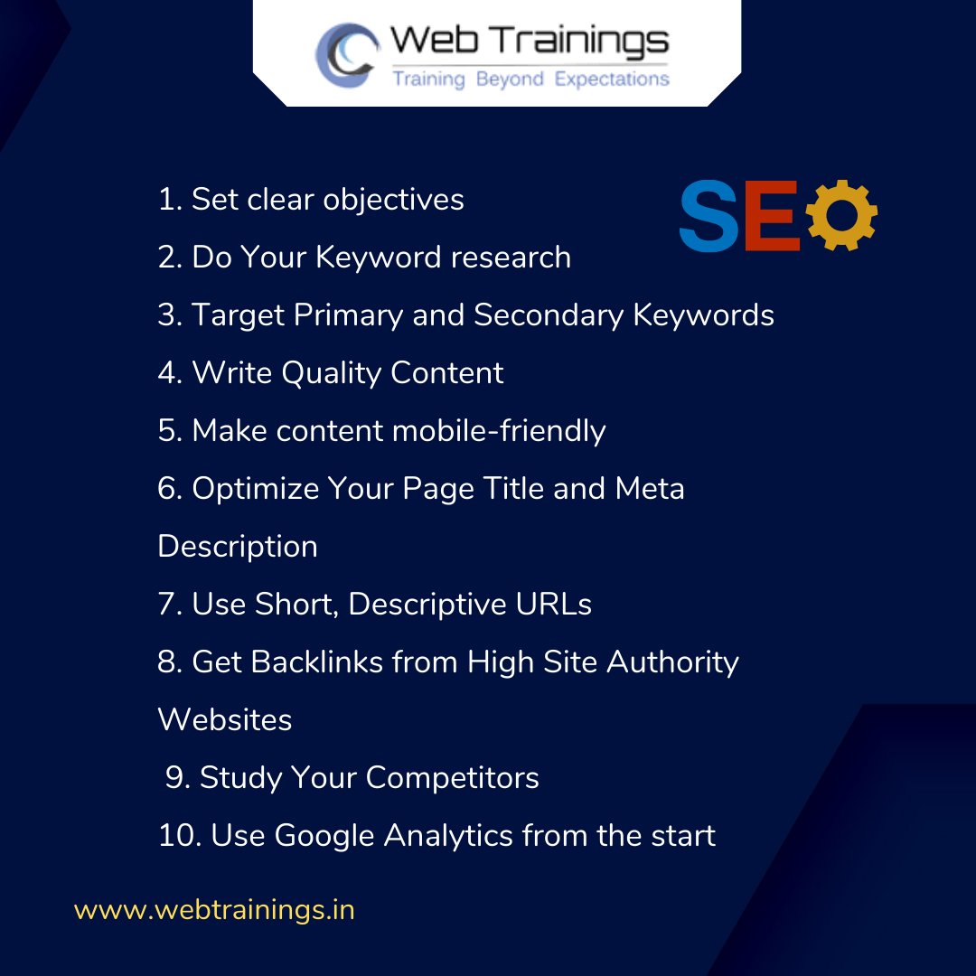webtrainings's tweet photo. Are you new to SEO (search engine optimization) and donβt really know where to start?
Here are some SEO Tips For Beginners
#webtrainings #digitalmarketing #seo #tips #beginners https://t.co/0koYKV9nzi