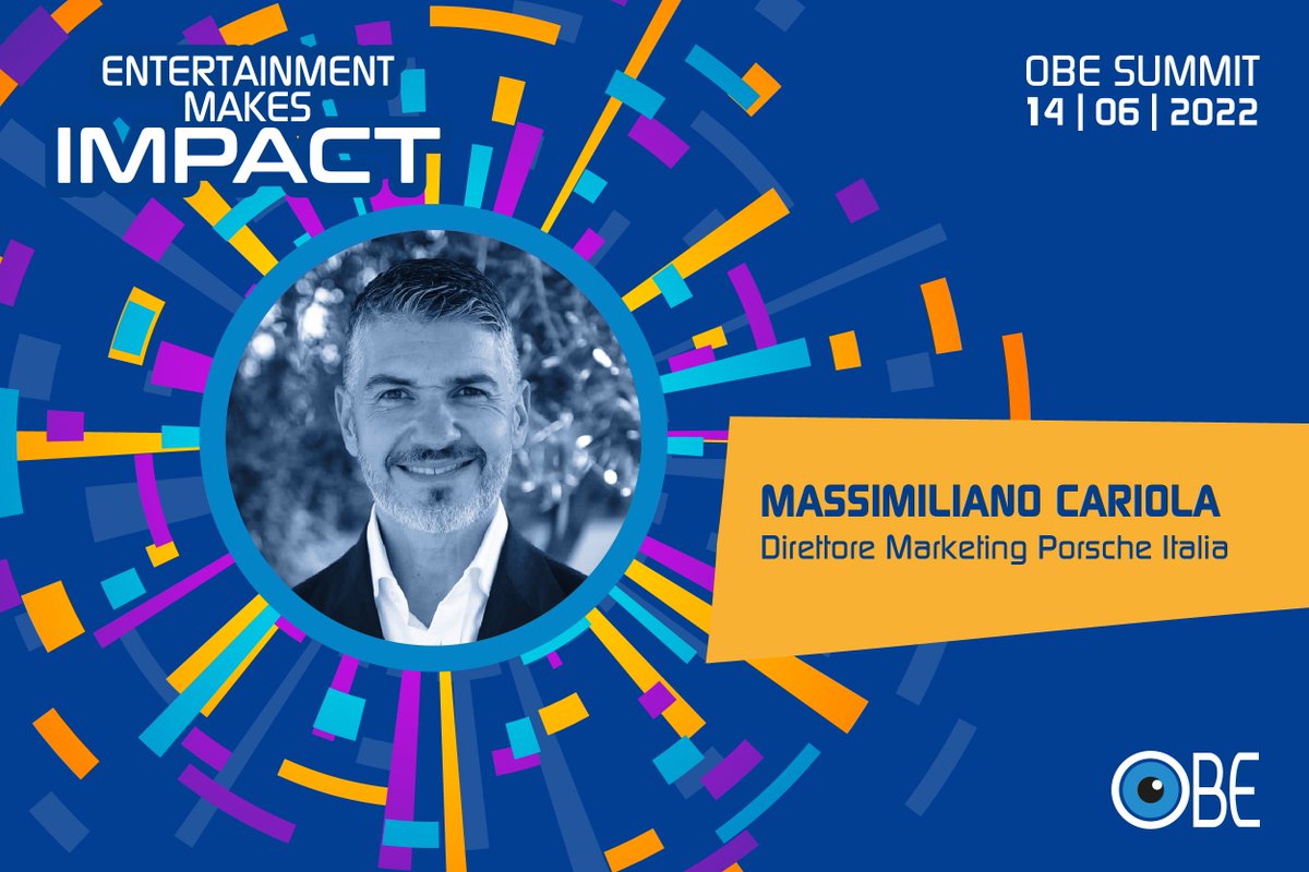 Obe_online's tweet photo. Non perdere l’intervento di Massimiliano Cariola all'OBE Summit 2022 – Entertainment makes Impact
Segui l’evento in live streaming iscrivendoti subito a:
https://t.co/G2TIU7uTOP
#OBEsummit2022 #OBEsummit #brandedentertainment #entertainment
@Porscheitalia04 https://t.co/6D6Wx984Ee