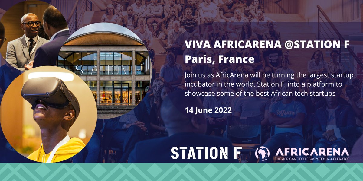 Join Viva <a href="/AFRICARENA/">AfricArena</a> Event at STATION F on June 14 🔥

Over 40+ startups from #SeedTrack to #GrowthStage will spend the day pitching to foreign markets and showcasing the best Africa Tech has to offer 🚀

Early-Bird Tickets: bit.ly/3ONZSBp

#AfricArena2022