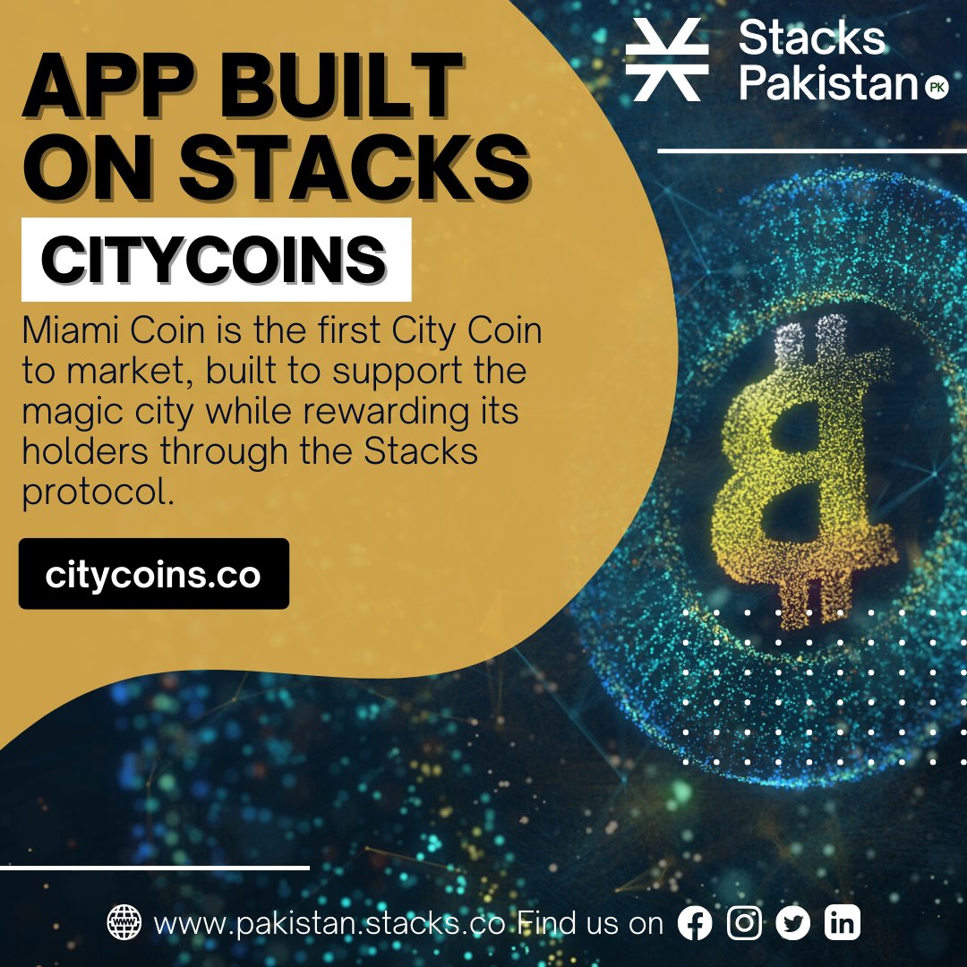 StacksPakistan's tweet photo. Miami Coin is the first City Coin to market, built to support the magic city while rewarding its holders through the Stacks protocol.

#StacksPakistan #AppsOnStacks #OwnYourInternet #CityCoins #MiamiCoin https://t.co/qaToTs16K2