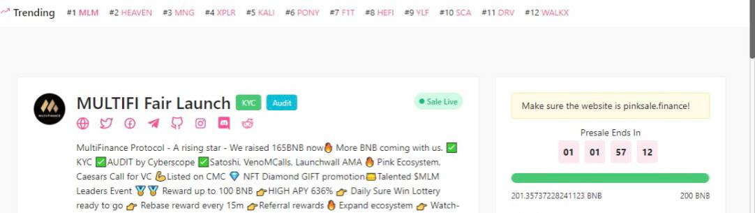 MultiFiProtocol's tweet image. HIT SOFT CAP ! ! ! List Pancakeswap Tomorrow 🚀🚀🚀

Nothing can stop us 🚀 Thank you for all of your support ! ! ! Hard working will be paid off !

💰Soft Cap: 200 BNB

📍Presale Link: pinksale.finance/launchpad/0x55…

‼️This is a fair launch presale. No minimum or maximum contribution.