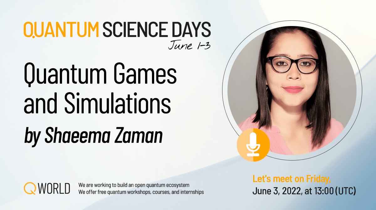#Quantum #Games session will start very soon!
👉🏽 Shaeema Zaman: Quantum Games and Simulations
👉🏿 Laura Piispanen: Defining Quantum Games
👉 Zeki Seskir: Quantum Games and Interactive Tools for Quantum Technologies Outreach and Education

Reg: forms.gle/YYunwAHPTHjfaQ…

1/2