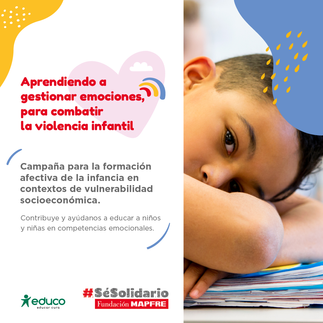 fmapfre's tweet photo. Os presentamos «Aprendiendo a gestionar emociones para combatir la violencia infantil», campaña de microdonación que realizamos junto a @Educo_ONG para ayudar a niños de entre 6 y 16 años con problemas socioeconómicos.

Puedes colaborar aquí. 👇

 https://t.co/KPyUIUkrhX https://t.co/uq8yqpfa8U
