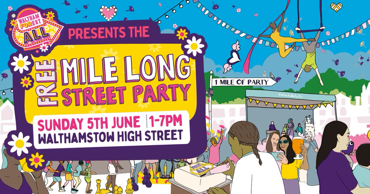 artilleryarts's tweet photo. This Sunday 5th June from 1-7pm, Walthamstow High Street will be transformed into a street party with a festival feel... This FREE fun-packed event for all ages spans the entire length of the street. Full listings here: https://t.co/hErQqeYTRB https://t.co/4yIGYJF3jE