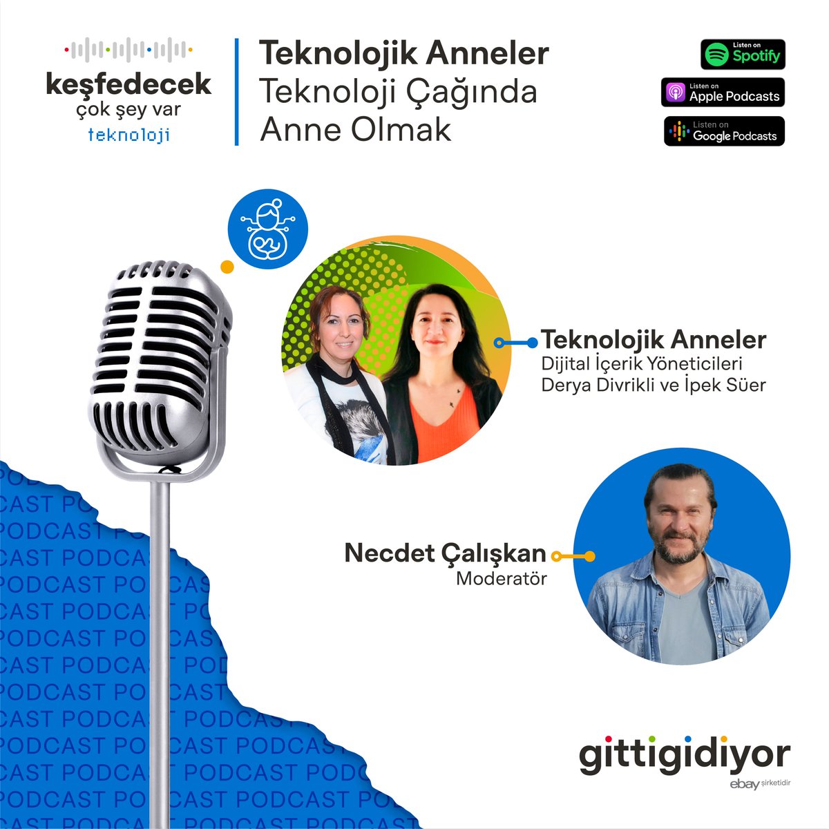 .#KeşfedecekÇokŞeyVarTeknoloji’nin 20. bölümünde “Teknolojik Anneler” Derya Divrikli ve İpek Süer ile teknoloji çağında ebeveynlere çocuklarının teknolojiyi güvenli kullanımını nasıl öğretecekleri hakkında öneriler sunduğumuz sohbetimizi dinlemek için👉🏻
open.spotify.com/episode/5lVvty…