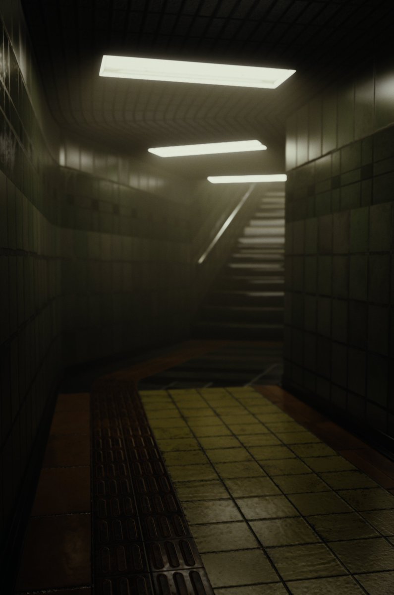 Dhanush_Vox's tweet photo. Cinematic Japanese subway corridor. Blender. https://t.co/0QPEmtR0Bh