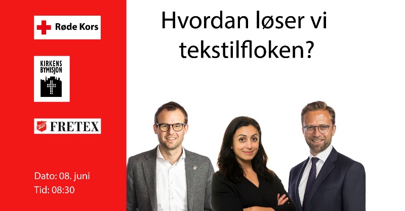 rodekorsnorge's tweet photo. Tekstil- og klesindustrien er enormt forurensende, og vi dumper tonnevis av tekstiler i restavfallet. Sammen med @FretexNorge og @KirkensBymisjon inviterer vi til frokostmøte om tekstilfloken! I panelet sitter @HadiaTajik, @kjellingolf og @nikolaiastrup. Ordstyrer er @ashildma ⬇️