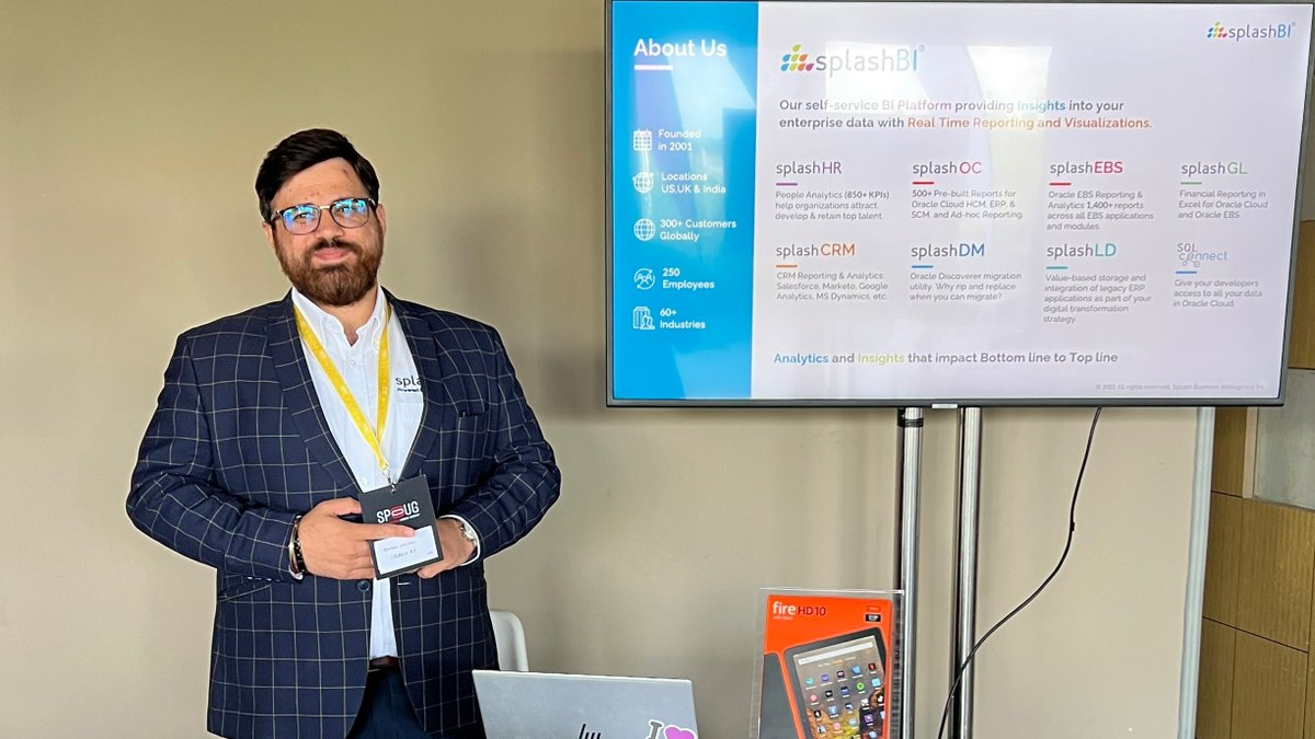 SplashBI's tweet photo. Attending #VIVESPOUG? Join @Mig93Rishabh & @karanrajat today for their sessions at 10 AM CET & 1 PM CET and get insights on digital transformation, cloud journey, reporting & analytics! Drop by our #booth to discuss your questions and challenges on all things Oracle! @SPOUG_es https://t.co/HMsrCRqd1z
