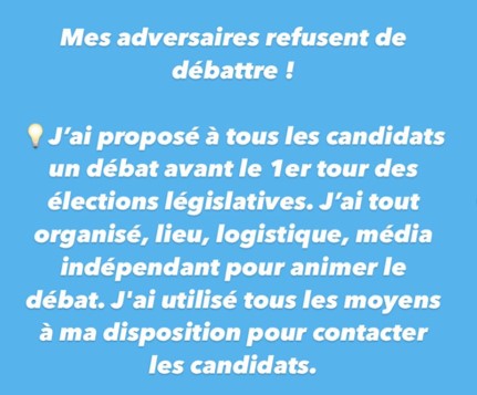 jbroblin94's tweet photo. Malgré le débat proposé ce soir par @paulbazin, les autres candidats de la 5ème circonscription du Val-de-Marne refusent le débat ! Le rôle d'un député c'est de débattre et de voter les lois...
#Bry #LePerreux #Champigny #Nogent #electionslegislatives2022 #circo9405 https://t.co/4XzPjoLacB