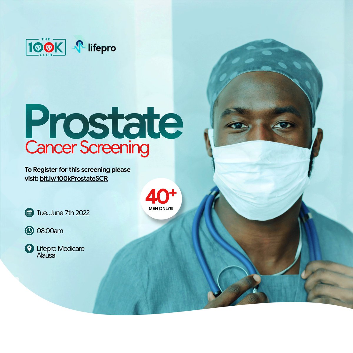 doctorwalesmd's tweet photo. Prostate Cancer is one of the cancers that is highly treatable in the early stages, but there's no way you will know if there are cancerous changes in the prostate gland if you don't get screened early.

Here's a free opportunity for you guys. Please, take it.

RT @_The100kclub https://t.co/LHlsTqWn58